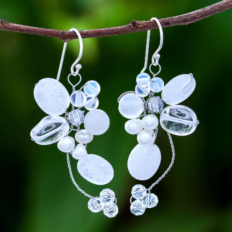 Fashion-Forward Jewelry At Exclusive Discounts Radiant Bouquet Pearl and Quartz Dangle Earrings