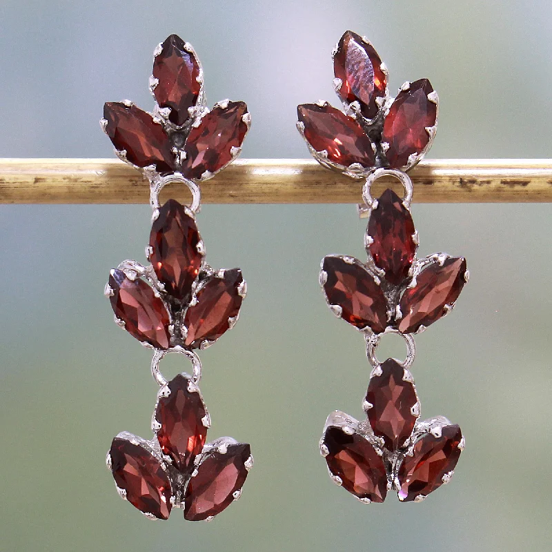 Jewelry Clearance Event – Last Chance For Stunning Deals Radiant Red Leaves Garnet & Silver Dangle Earrings