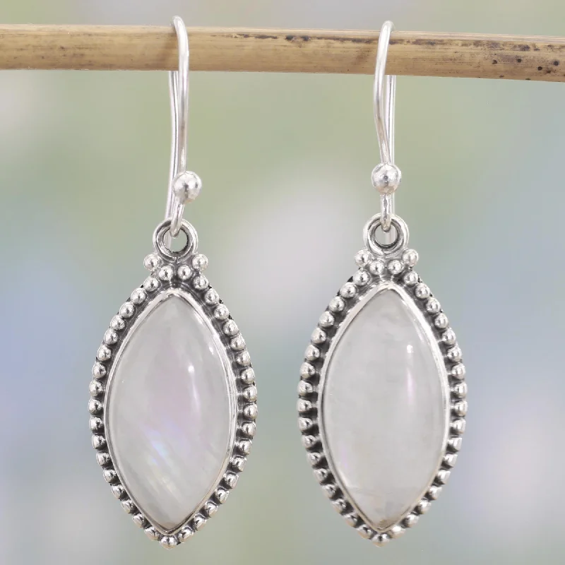 Buy More, Save More On Stunning Jewelry Pieces Rainbow Windows Indian Rainbow Moonstone and Sterling Silver Dangle Earrings