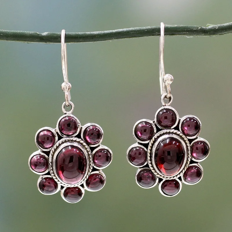 Affordable Glamour – Must-Have Jewelry At Special Rates Raspberry Blossom Floral Jewelry Sterling Silver and Garnet Hook Earrings