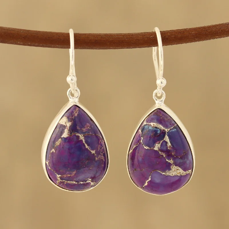 Luxury Jewelry Now At Special Promotional Rates Regal Veins Purple Composite Turquoise Dangle Earrings from India