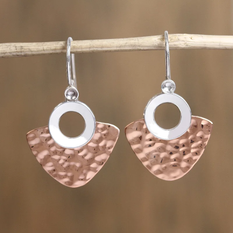 Breathtaking Jewelry At Limited-Time Savings Rippling Blades Modern Sterling Silver and Copper Dangle Earrings