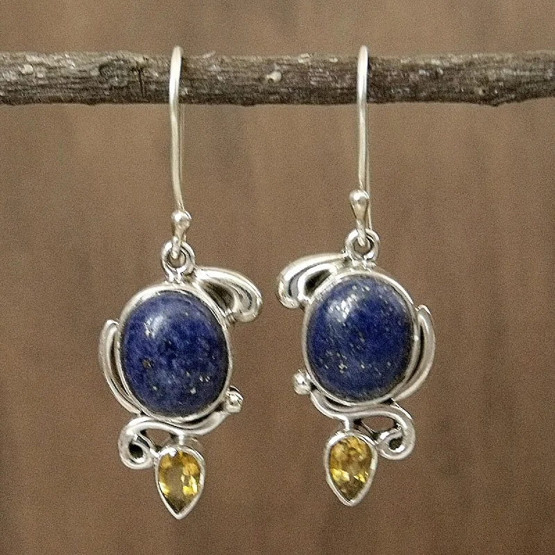 Personalized Jewelry Sale – Meaningful Gifts At Great Prices Royal Charm Indian Earrings with Lapis Citrine and Sterling Silver