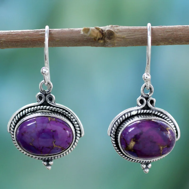 High-Quality Jewelry At A Fraction Of The Cost Royal Purple Composite Turquoise and Sterling Silver Earrings