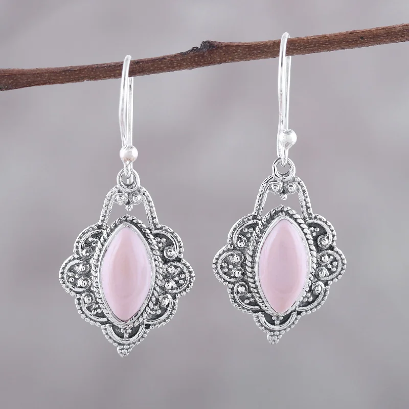 Modern Jewelry At Exclusive Discounts – Shop Today Shimmering Beauty Marquise Pink Opal Dangle Earrings from India