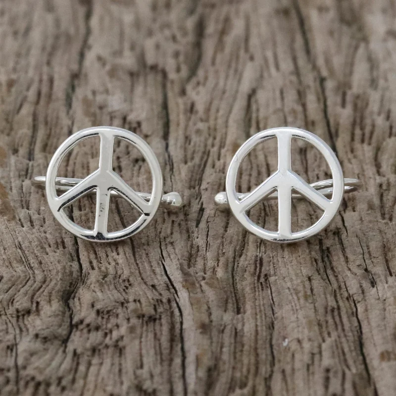 Grab Your Dream Jewelry At The Lowest Prices Shimmering Peace Sterling Silver Peace Sign Ear Cuffs from Thailand