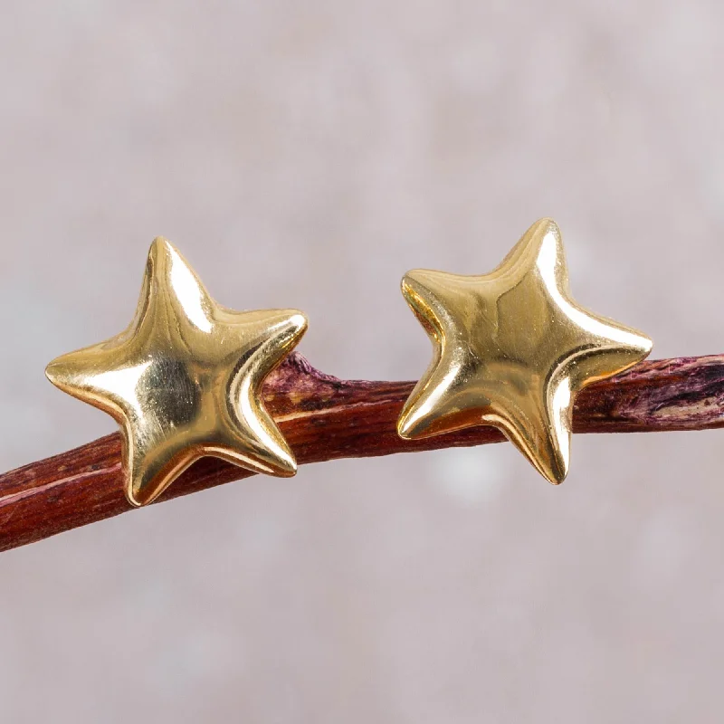 Personalized Jewelry Sale – Unique Pieces At Great Prices Shining Star Petite Sterling Silver Star Earrings Bathed in 18k Gold