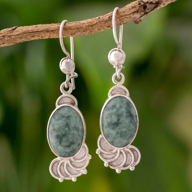 Your Perfect Accessory At The Perfect Price Siren Song Jade Sterling Silver Oval Dangle Earrings from Guatemala