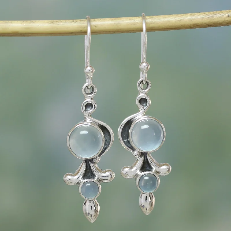 Affordable Luxury Jewelry For Every Occasion Sky Garland Sterling Silver and Chalcedony Earrings India Jewelry