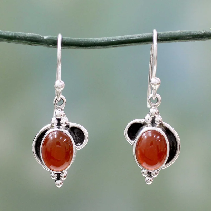 Grab Stylish Jewelry Before The Sale Ends Solar Charm Sterling Silver and Carnelian Dangle Earrings from India