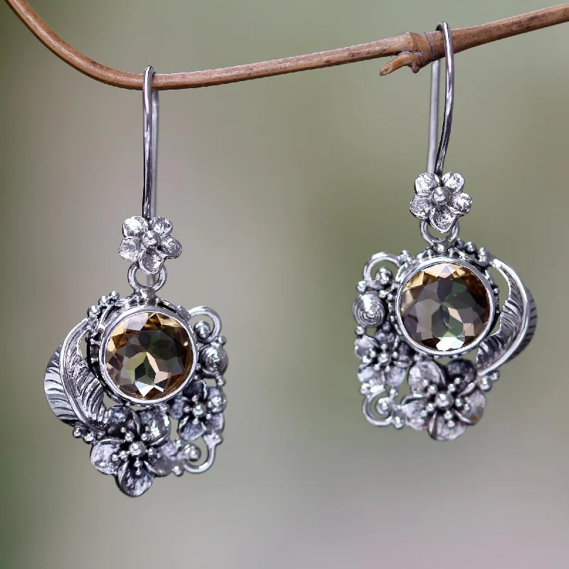 Your Dream Jewelry At Dream Prices Sun Blossoms Finely Crafted Ornate Citrine Floral Earrings from Bali