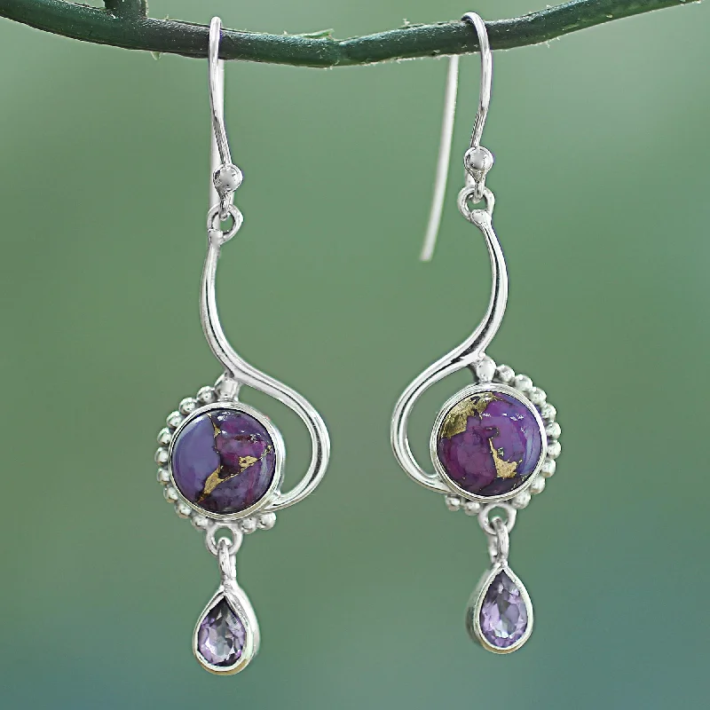 Discover Unique Jewelry With Special Limited-Time Offers Sunny Lilac Indian Composite Turquoise Sterling Silver Dangle Earrings