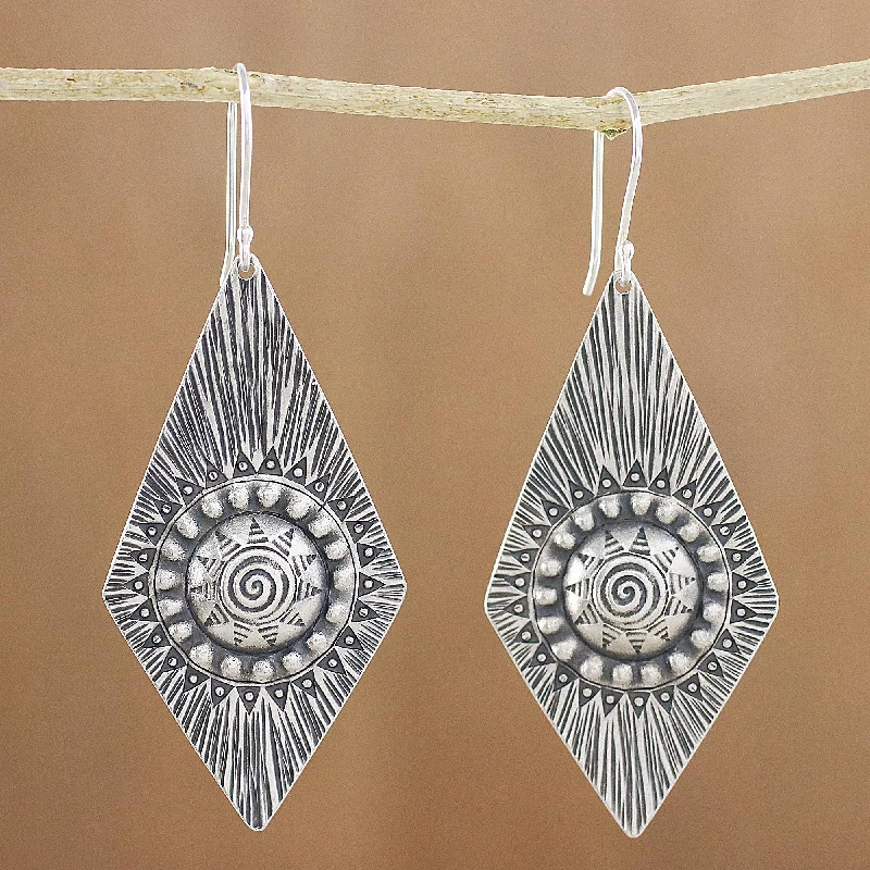 Limited-Stock Jewelry Sale – Once It's Gone, It's Gone Sunshine Diamonds Karen Silver Dangle Earrings with Spiral Motifs