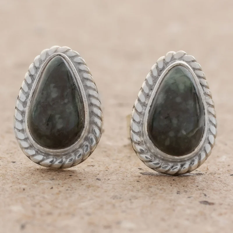 Grab Your Favorite Jewelry At The Lowest Prices Teardrop Lassos Green Jade and 925 Silver Teardrop Earrings from Guatemala