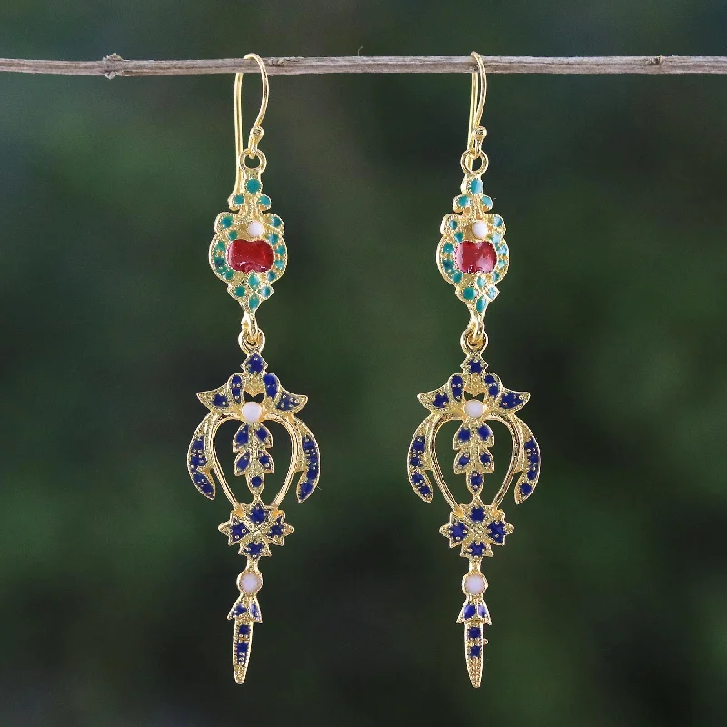 Limited Stock On Premium Jewelry At Low Prices Thai Confection Gold Plated Brass Multicolored Earrings from Thailand