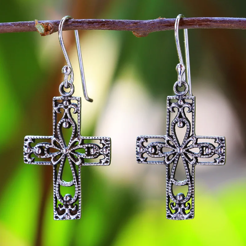 Get The Sparkle You Love At Prices You Adore Thai Crosses Sterling Silver Dangle Earrings Cross Shape from Thailand