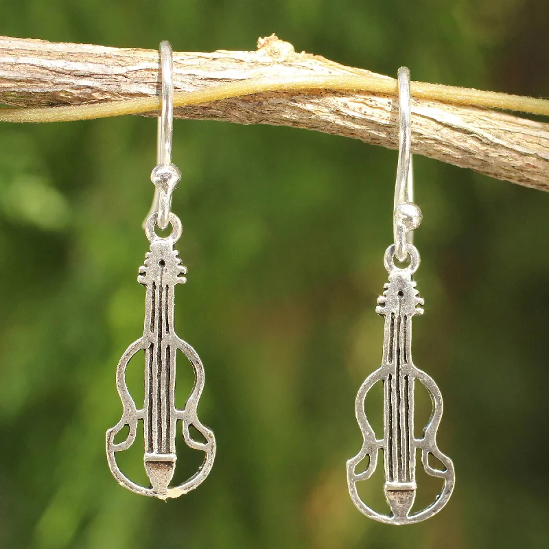 Shop Elegant Jewelry At Unbeatable Prices Thai Violin Music Theme Sterling Silver Earrings