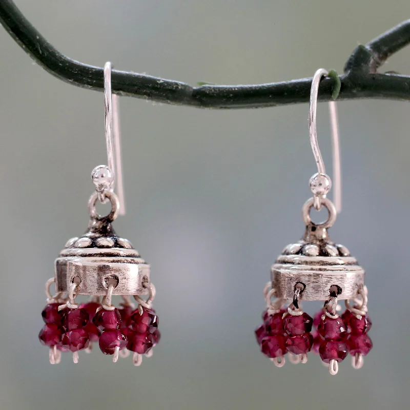 Affordable Elegance – Premium Jewelry At Special Prices Traditional Grace Garnet & Silver Jhumki Chandelier Earrings