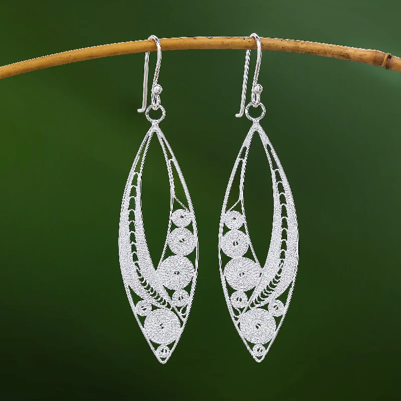 Exclusive Jewelry Offers – Shine For Less Virtuosity Elegant Sterling Silver Filigree Dangle Earrings