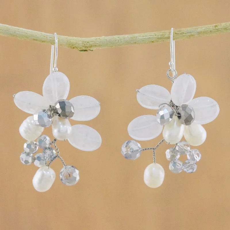 Trendy And Classic Jewelry Now At Reduced Prices Winter Moment Cultured Freshwater Pearl White Quartz Cluster Earrings