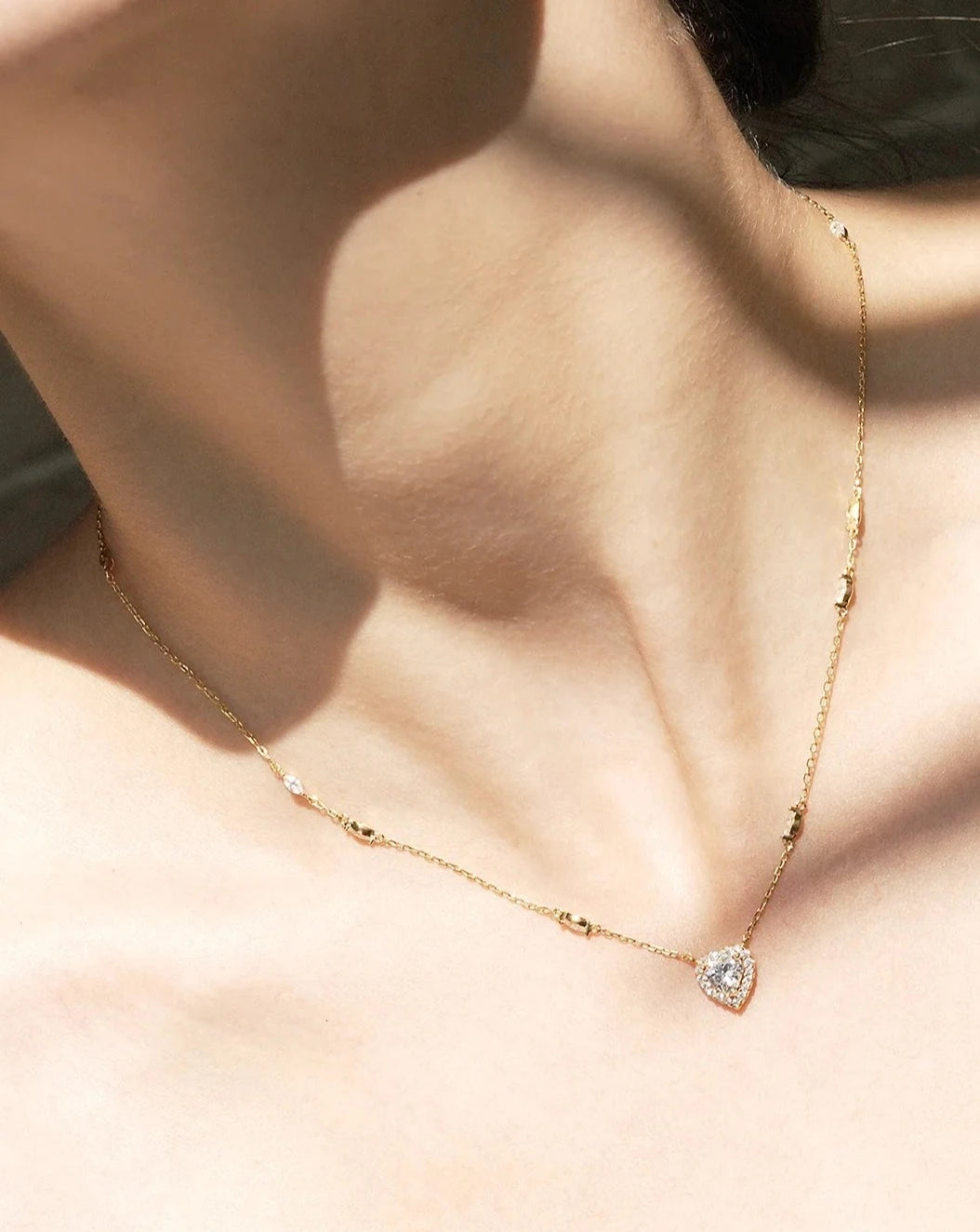 Customized Silver Jewelry For Unique Style Sweetheart zircon Gold Plating Necklace