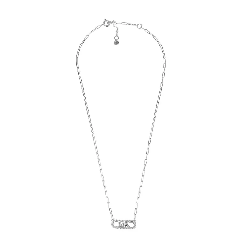 Shop High-Quality Jewelry At Jaw-Dropping Discounts Michael Kors Sterling Silver Premium Pave Empire Link Pendant With Chain