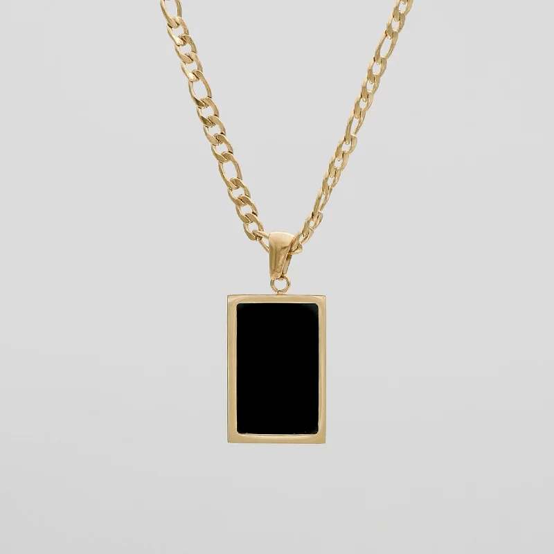 Waterproof Stainless Steel Jewelry For Lasting Beauty Saraya Onyx Tablet Necklace