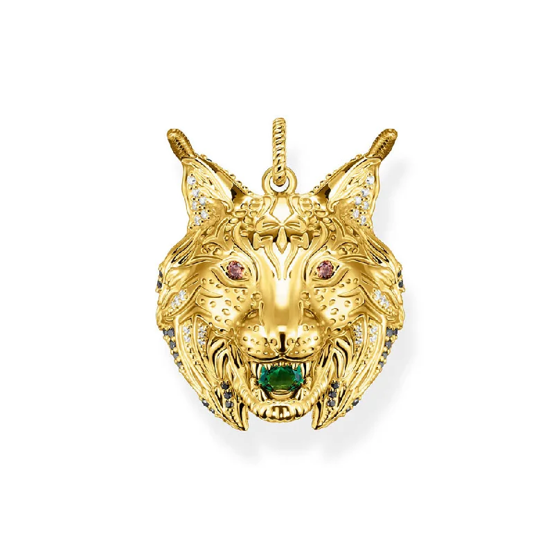 Limited-Stock Jewelry Sale – Once It's Gone, It's Gone Thomas Sabo Sterling Silver Yellow Gold Plated Mystic Island Lynx Head Pendant
