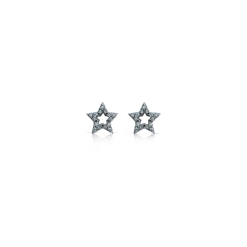 Handcrafted Beauty At Affordable Prices 14k White Gold Diamond Star Stud Earrings