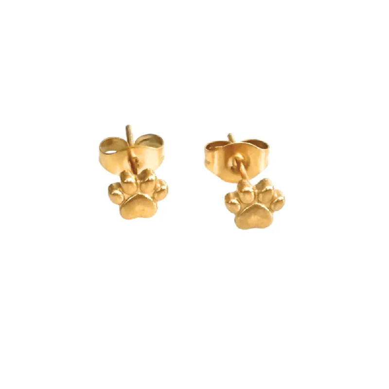 Elegant Designs, Unbeatable Discounts – Shop Jewelry Now 18K Gold-Plated Paw Print Stud Earrings – Perfect for Pet Lovers