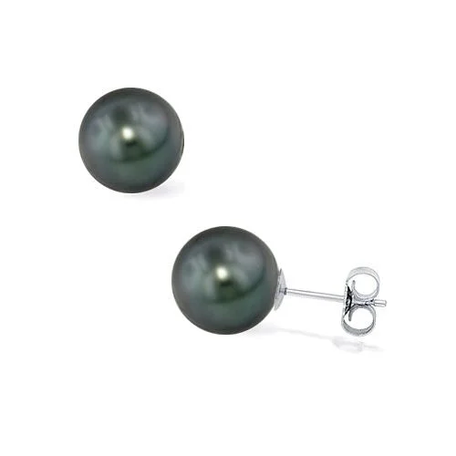 Timeless Jewelry At Special Discount Rates Natural Black Tahitian Pearl Stud Earrings