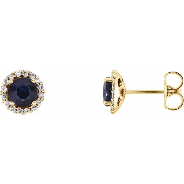 Stunning Jewelry At A Fraction Of The Price Sapphire and Diamond Halo Stud Earrings