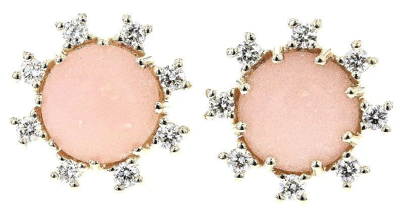 Elegant Jewelry, Exclusive Prices – Shop Now Pink Opal and Diamond Stud Earrings