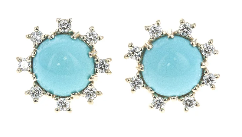 Bestselling Jewelry At Special Promotional Rates Turquoise and Diamond Stud Earrings