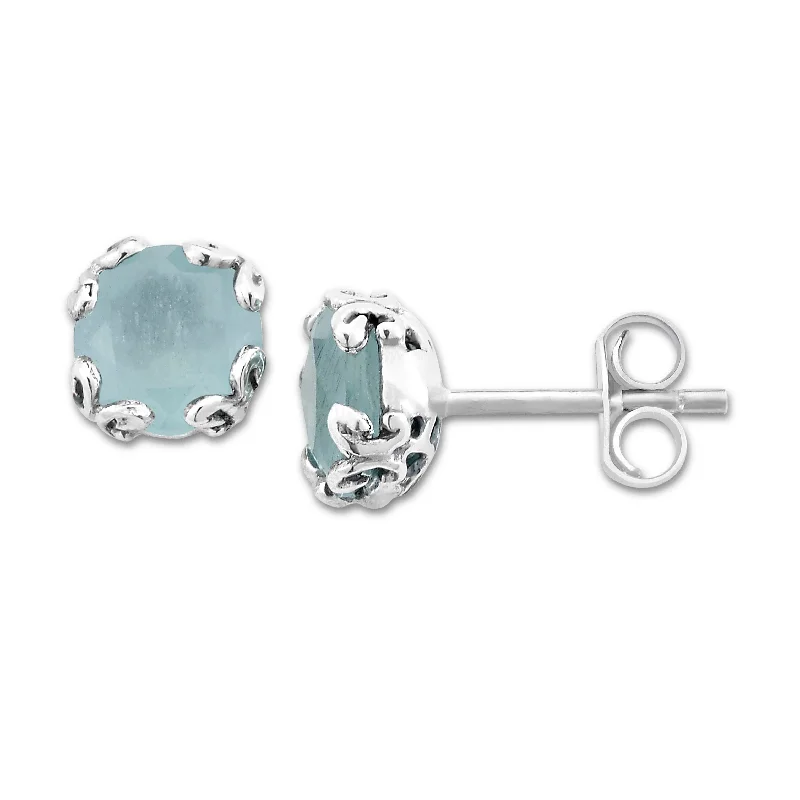 Grab Your Favorite Jewelry At The Lowest Prices Bali Aquamarine Stud Earrings