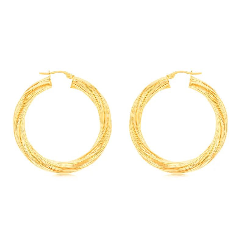 Shop Jewelry That Shines Without The High Price 9ct Yellow Gold Twisted Striped 30MM Hoop Earrings 9Y