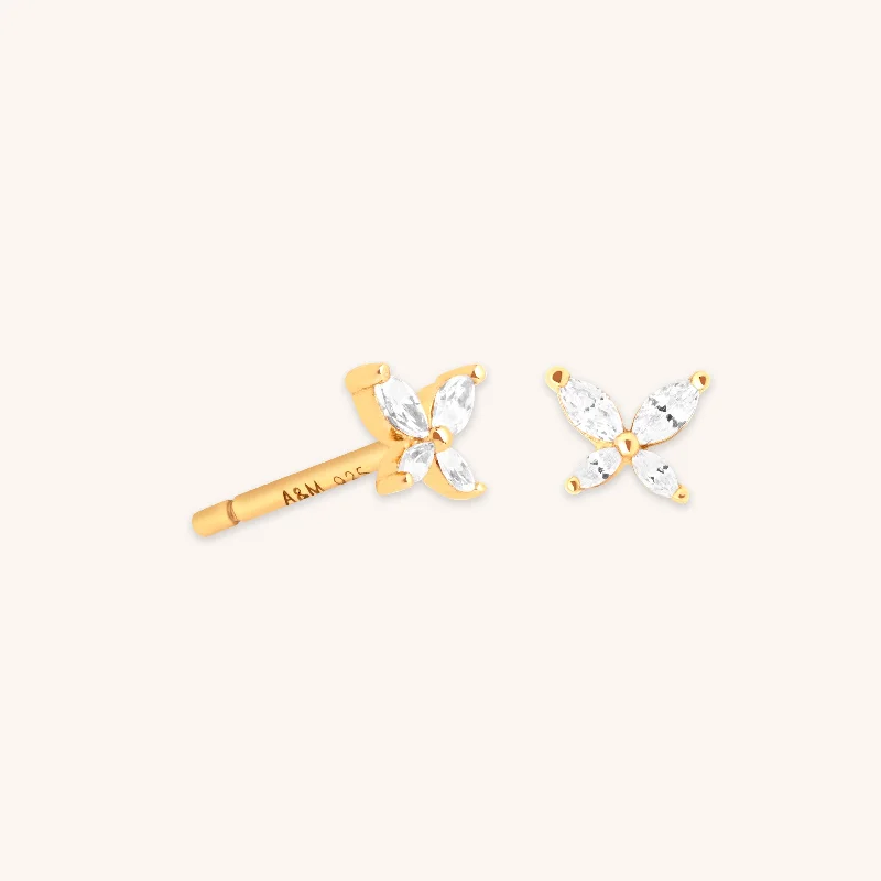 Versatile Layering Jewelry For Effortless Chic Butterfly Crystal Stud Earrings in Gold