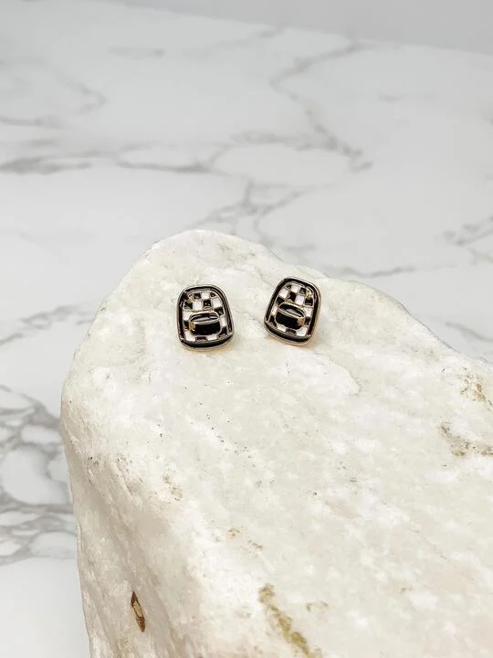 Timeless Beauty, Unbeatable Deals – Jewelry Sale On Checkered Backpack Enamel Stud Earrings