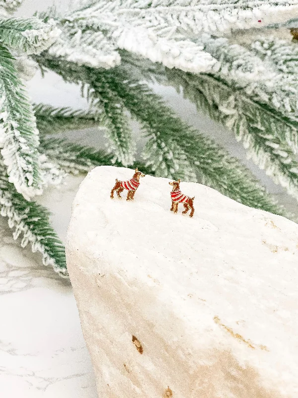 Limited-Stock Jewelry Sale – Once It's Gone, It's Gone Christmas Doberman Signature Enamel Stud Earrings