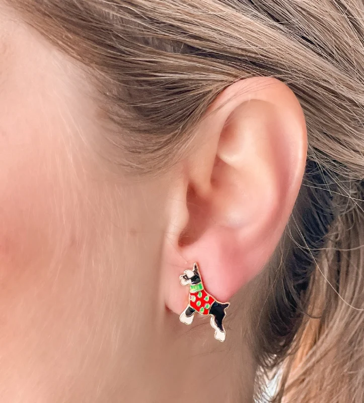 Must-Have Jewelry At Irresistible Discounts Christmas Sweater Schnauzer Signature Enamel Stud Earrings