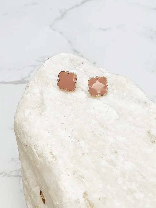 Trending Jewelry Now At Unbeatable Prices Classic Clover Enamel Stud Earrings - Taupe