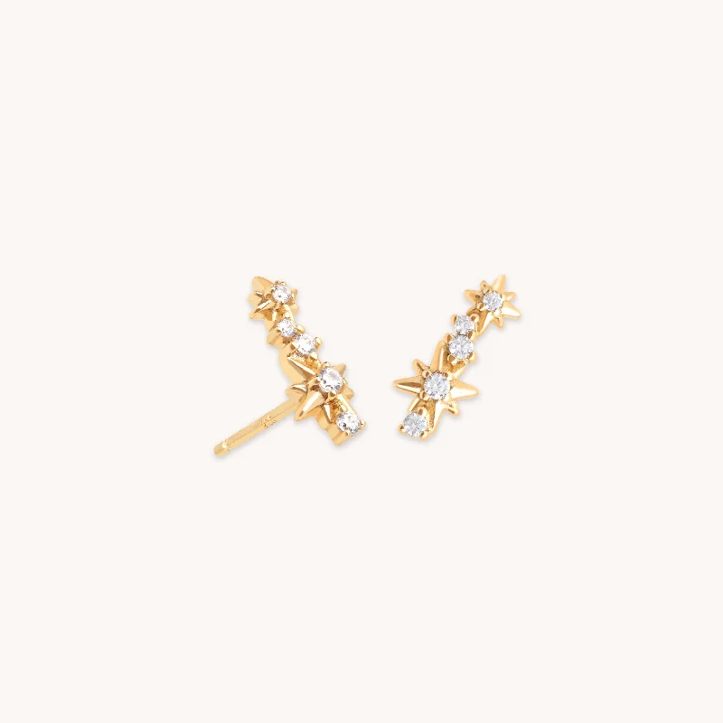 Delicate Crystal Jewelry For Sophisticated Charm Cosmic Crystal Climber Stud Earrings in Gold