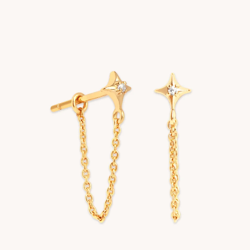 Seasonal Jewelry Deals – Elevate Your Style Cosmic Star Chain Stud Earrings in Gold