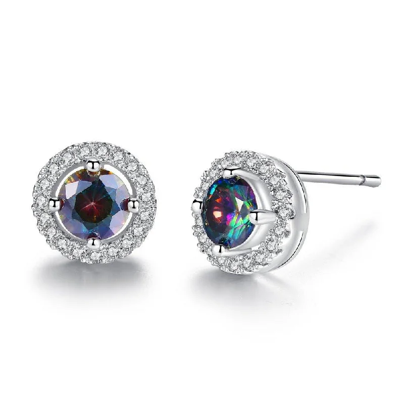 Grab Stylish Jewelry Before The Sale Ends Crystal Halo Topaz Stud Earrings