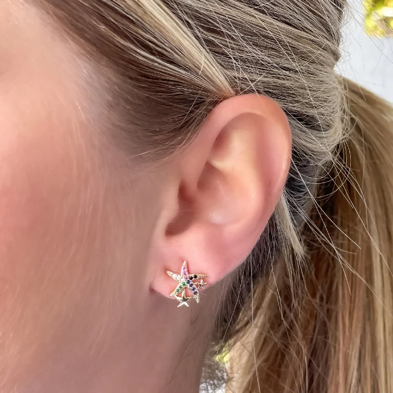 Discover Unique Jewelry With Special Limited-Time Offers Cubic Zirconia Starfish Stud Earrings - Gold