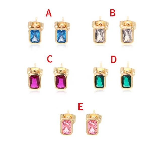 Your Perfect Accessory Now At The Best Price CZ Bagette Multi Color Stud Earrings