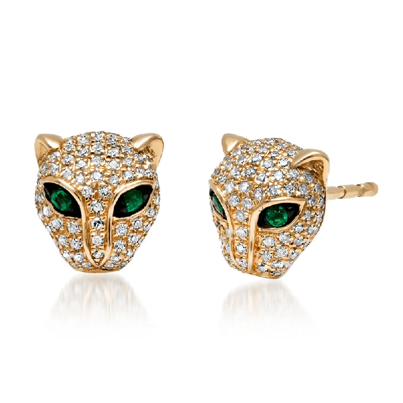 Don't Miss These Dazzling Jewelry Discounts Diamond and Emerald Panther Stud Earrings