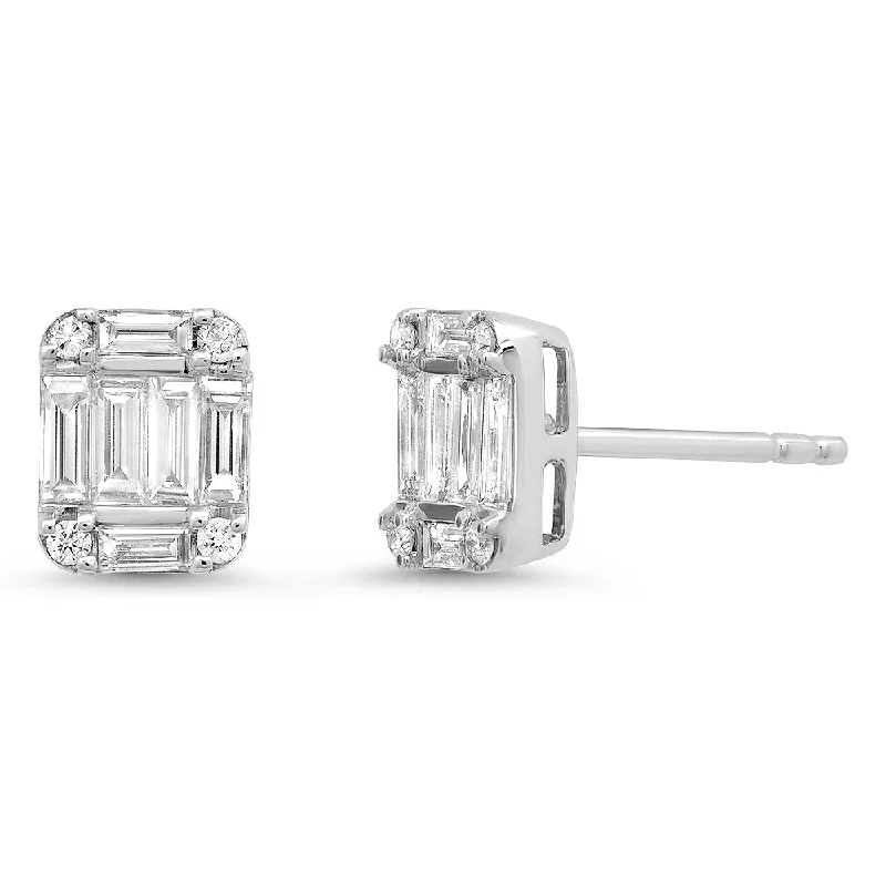 Handcrafted Beauty At Affordable Prices Diamond Baguette Cluster Illusion Stud Earrings