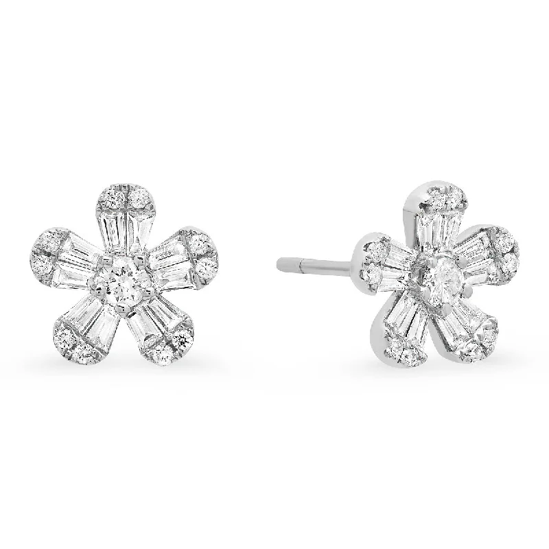 Flash Deals On Fine Jewelry – Shop Before It's Gone Diamond Baguette Flower Stud Earrings