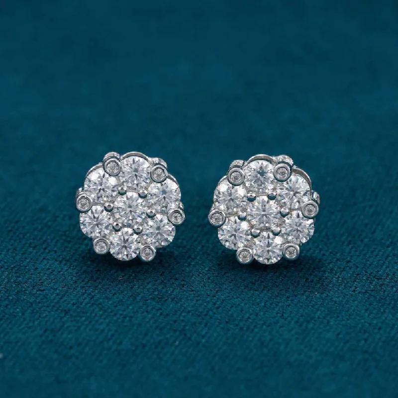 Luxury Jewelry At Unbeatable Discounts Diamond Flower Cluster Stud Earrings 14K Gold | 10MM